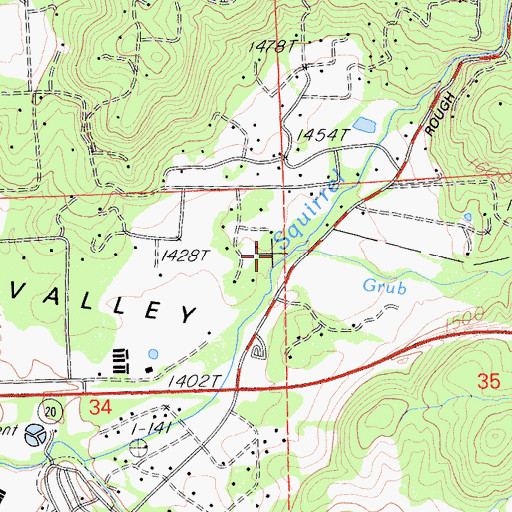 Topographic Map of Grub Creek, CA