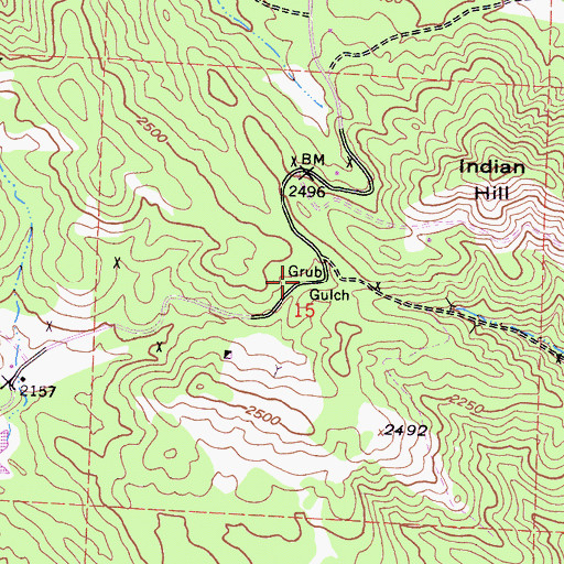 Topographic Map of Grub Gulch, CA