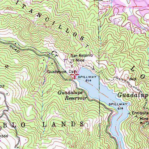Topographic Map of Guadalupe Dam, CA
