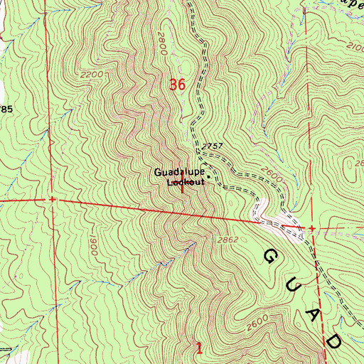 Topographic Map of Guadalupe Lookout, CA