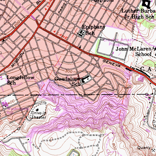 Topographic Map of Guadalupe Elementary School, CA