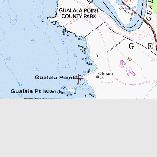 Topographic Map of Gualala Point, CA