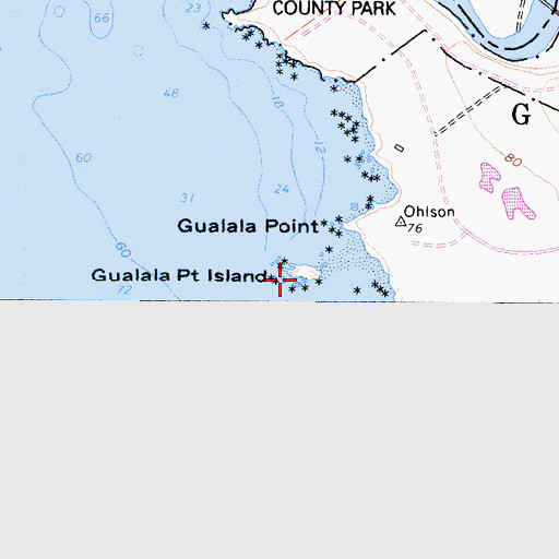 Topographic Map of Gualala Point Island, CA