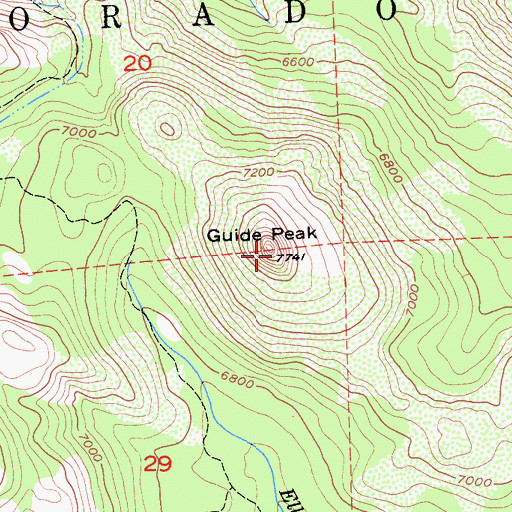 Topographic Map of Guide Peak, CA