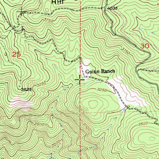 Topographic Map of Guinn Ranch, CA