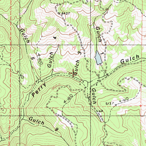 Topographic Map of Gulch Three, CA