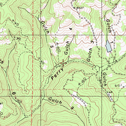 Topographic Map of Gulch Four, CA