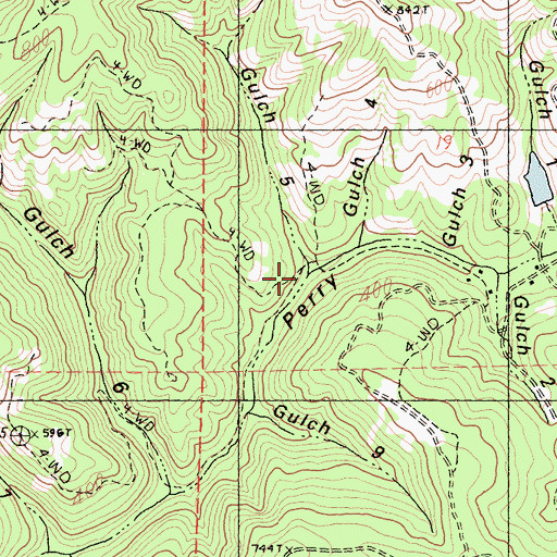 Topographic Map of Gulch Five, CA