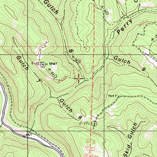 Topographic Map of Gulch Six, CA