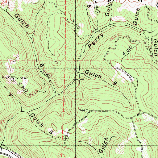 Topographic Map of Gulch Nine, CA