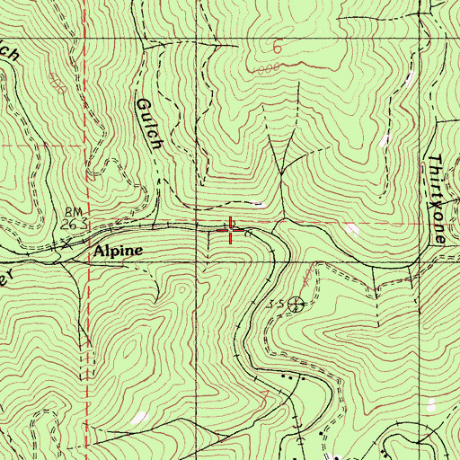 Topographic Map of Gulch Thirtyone, CA