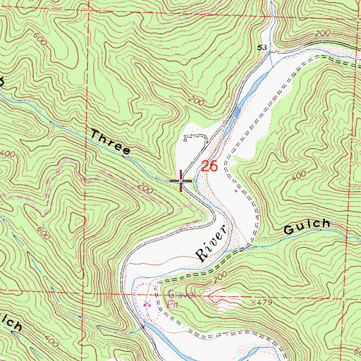 Topographic Map of Gulch Three, CA