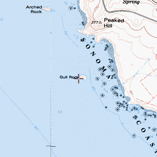 Topographic Map of Gull Rock, CA