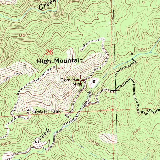 Topographic Map of Gum Boot Mine, CA