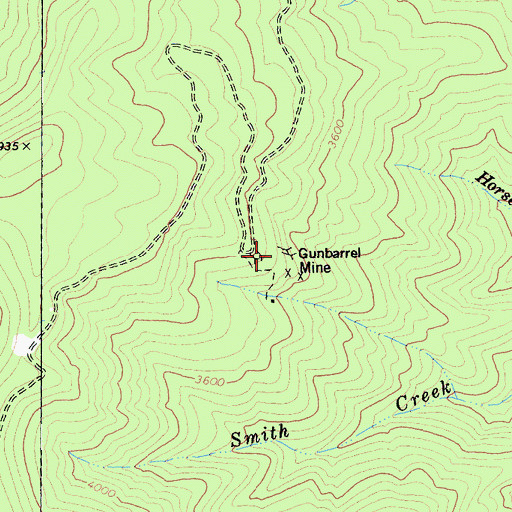 Topographic Map of Gunbarrel Mine, CA