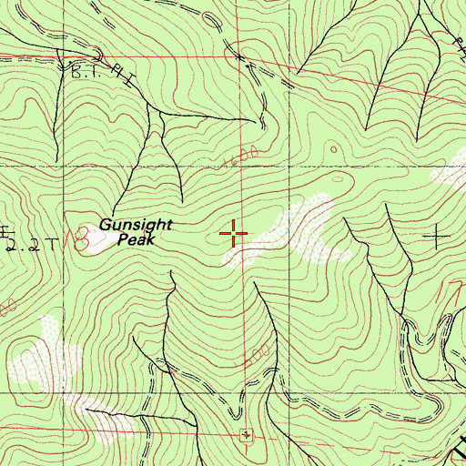 Topographic Map of Gunsight Peak, CA