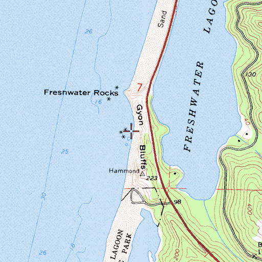 Topographic Map of Gyon Bluffs, CA