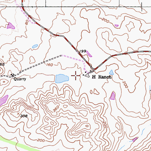 Topographic Map of H Ranch, CA