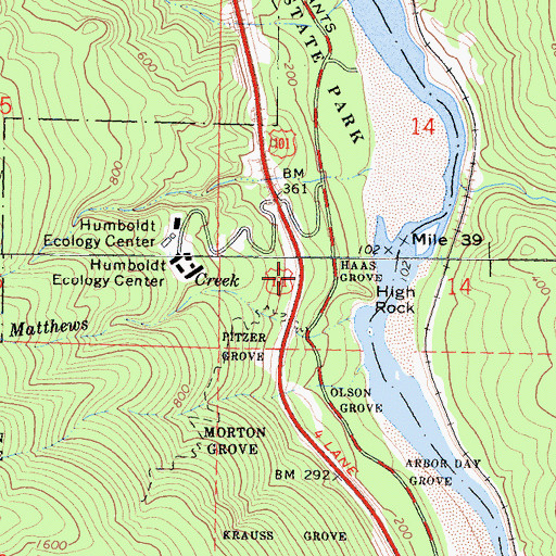 Topographic Map of Haas Grove, CA