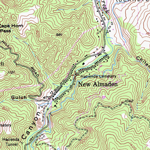 Topographic Map of Hacienda Cemetery and Memorial Park, CA