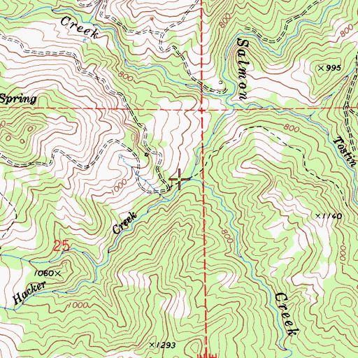 Topographic Map of Hacker Creek, CA