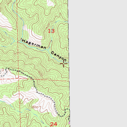 Topographic Map of Hagerman Canyon, CA
