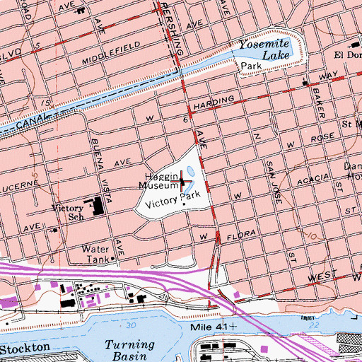 Topographic Map of Haggin Museum, CA