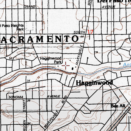 Topographic Map of Hagginwood Park, CA