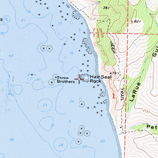 Topographic Map of Hair Seal Rock, CA
