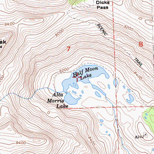 Topographic Map of Half Moon Lake, CA
