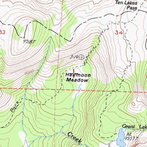 Topographic Map of Halfmoon Meadow, CA