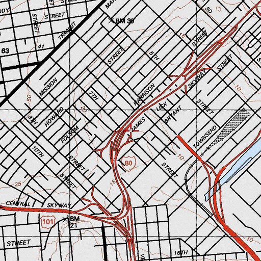 Topographic Map of Hall of Justice, CA