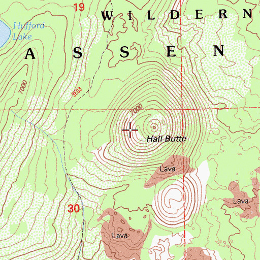 Topographic Map of Hall Butte, CA