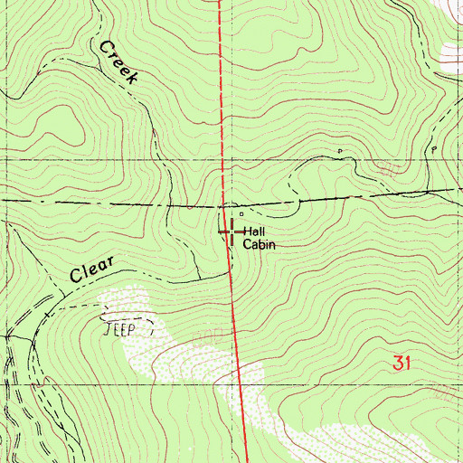 Topographic Map of Hall Cabin, CA