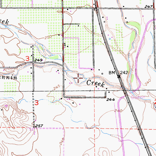 Topographic Map of Hall Creek, CA