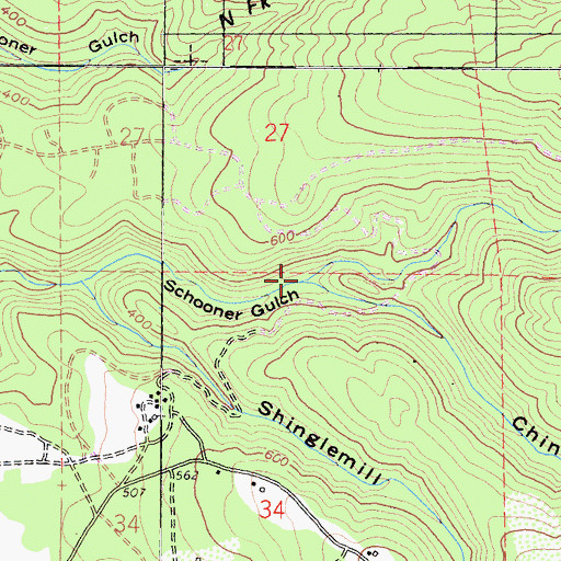 Topographic Map of Hall Gulch, CA