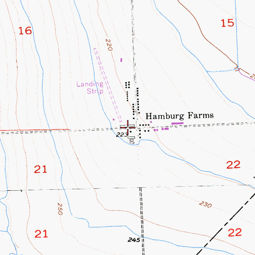 Topographic Map of Hamburg Farms, CA