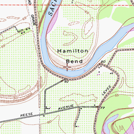 Topographic Map of Hamilton Bend, CA
