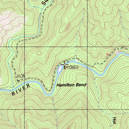 Topographic Map of Hamilton Bend, CA