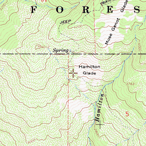Topographic Map of Hamilton Glade, CA
