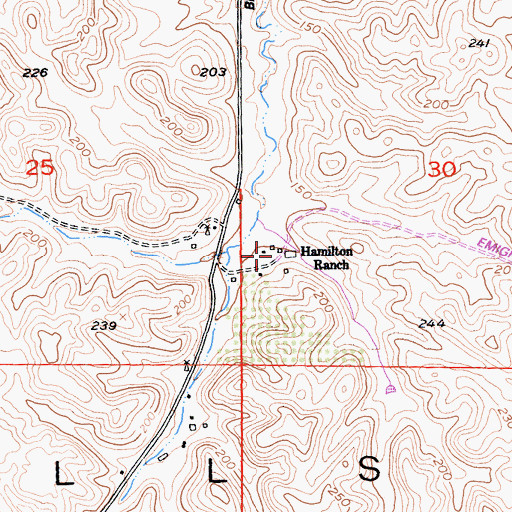 Topographic Map of Hamilton Ranch, CA