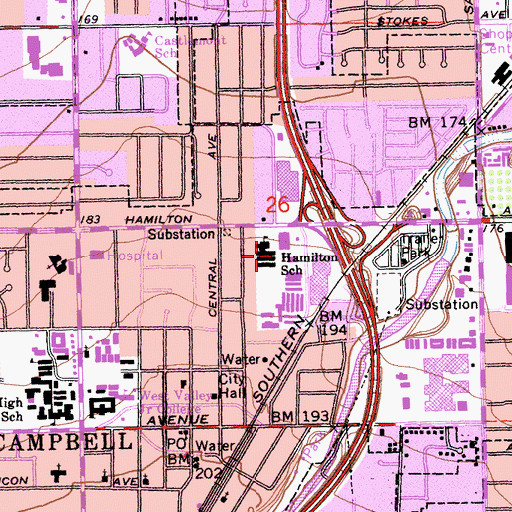 Topographic Map of Hamilton School, CA