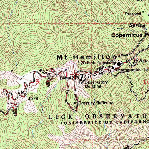 Topographic Map of Mount Hamilton, CA