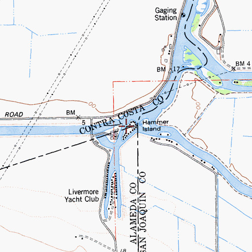 Topographic Map of Hammer Island, CA
