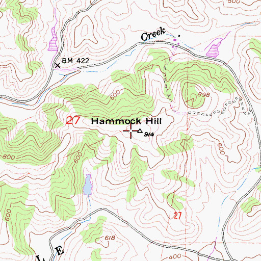 Topographic Map of Hammock Hill, CA