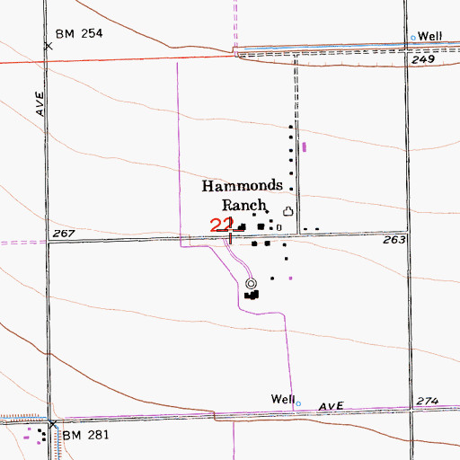Topographic Map of Hammonds Ranch, CA