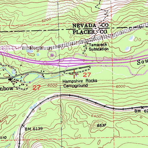 Topographic Map of Hampshire Rocks Campground, CA