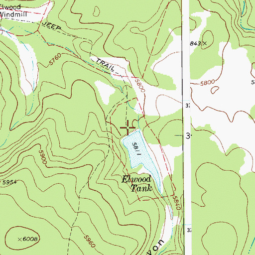 Topographic Map of Elwood Dam, AZ