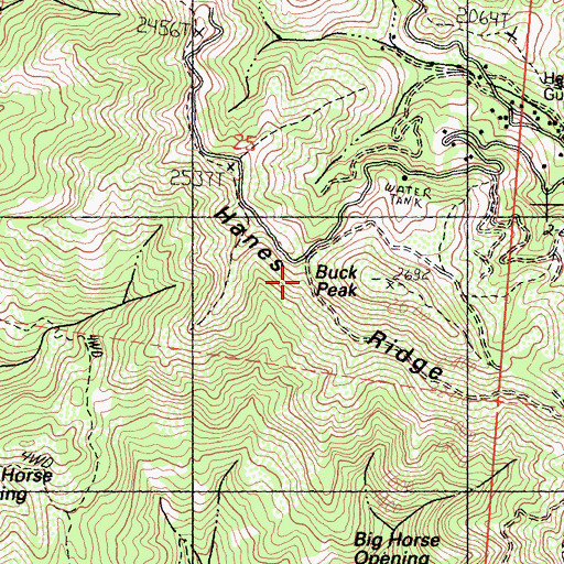 Topographic Map of Hanes Ridge, CA