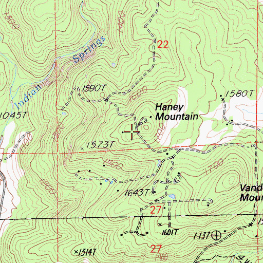 Topographic Map of Haney Mountain, CA